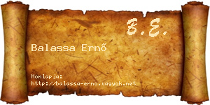 Balassa Ernő névjegykártya